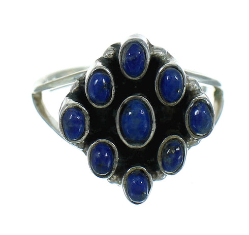Authentic Sterling Silver Jewelry Lapis Ring Size 8-1/2 AX89737